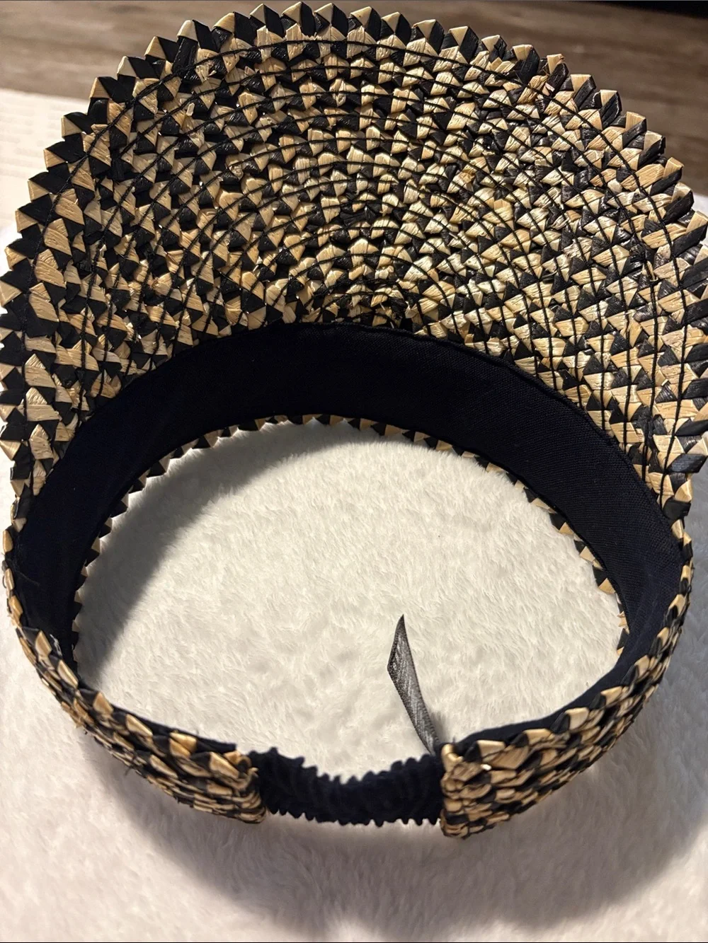 HEMLOCK Neutral Woven Straw Visor - Black & Gold